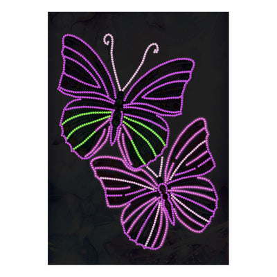 Two Purple Butterflies Colored Luminous Special Shaped Diamond Painting