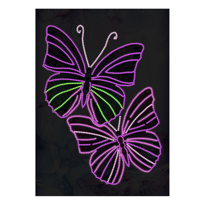 Two Purple Butterflies Colored Luminous Special Shaped Diamond Painting