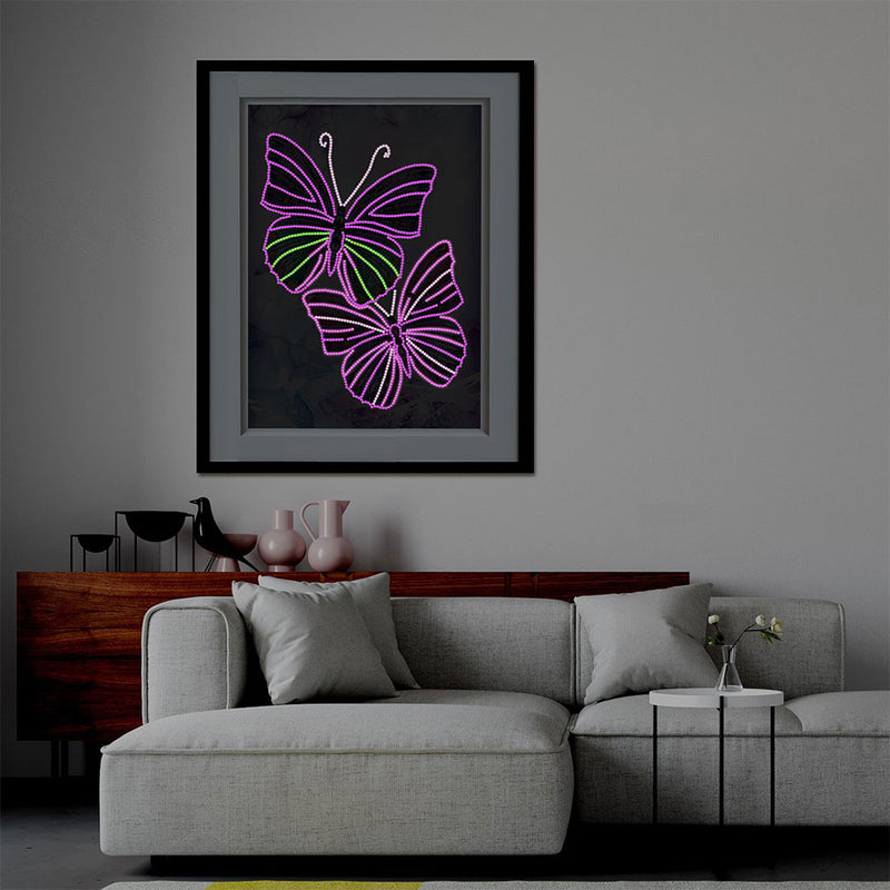 Two Purple Butterflies Colored Luminous Special Shaped Diamond Painting