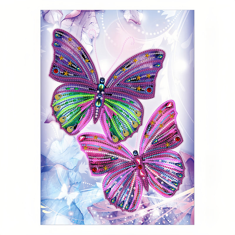 Two Purple Butterflies Colored Luminous Special Shaped Diamond Painting