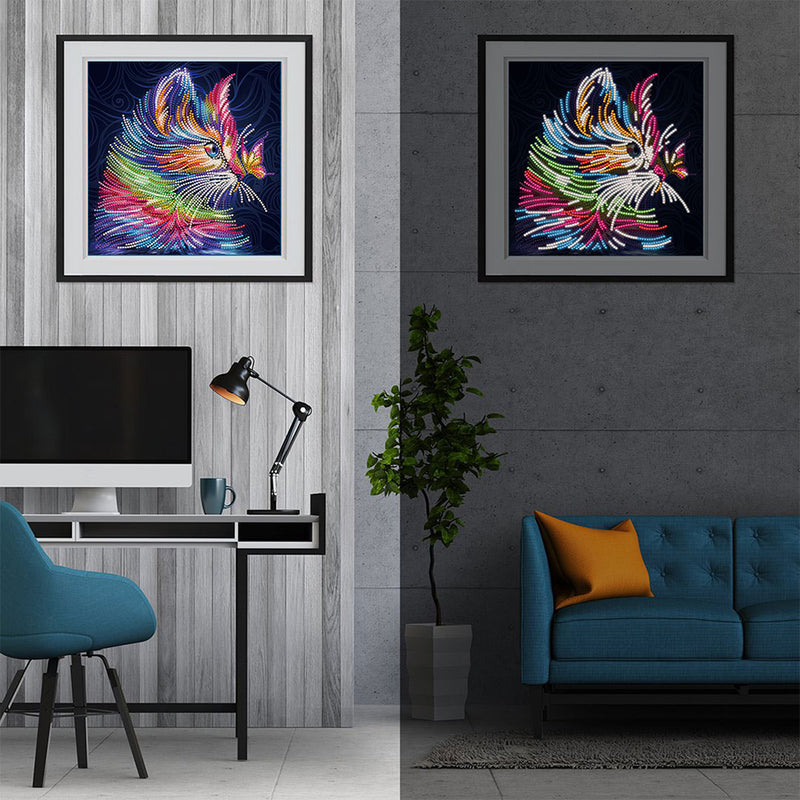 Colorful Cat and Butterfly Colored Luminous Crystal Rhinestone Diamond Painting