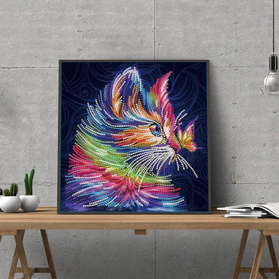 Colorful Cat and Butterfly Colored Luminous Crystal Rhinestone Diamond Painting