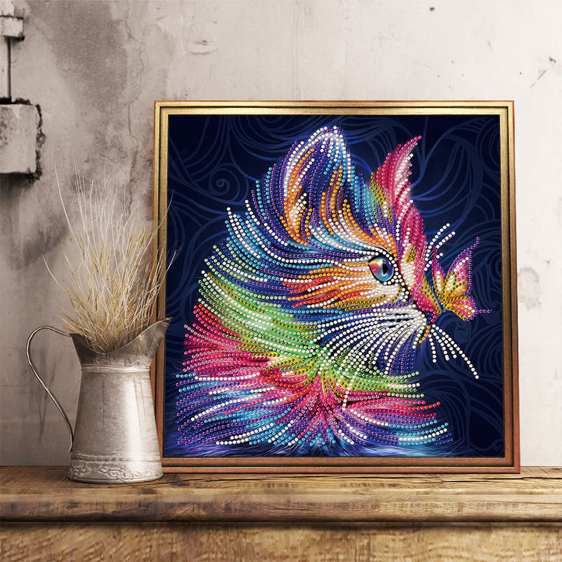 Colorful Cat and Butterfly Colored Luminous Crystal Rhinestone Diamond Painting