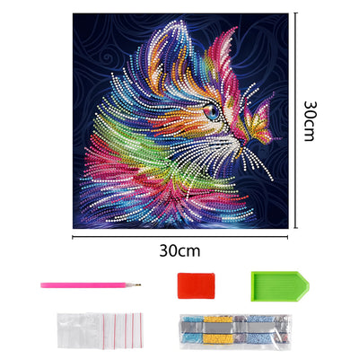 Colorful Cat and Butterfly Colored Luminous Crystal Rhinestone Diamond Painting