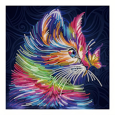 Colorful Cat and Butterfly Colored Luminous Crystal Rhinestone Diamond Painting