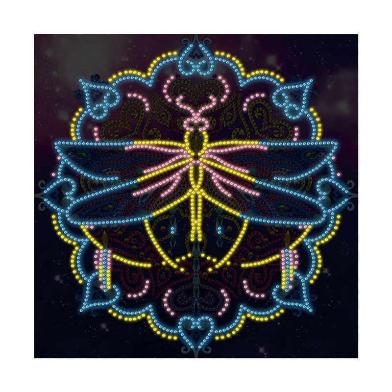 Dragonfly and Mandala Colored Luminous Special Shaped Diamond Painting