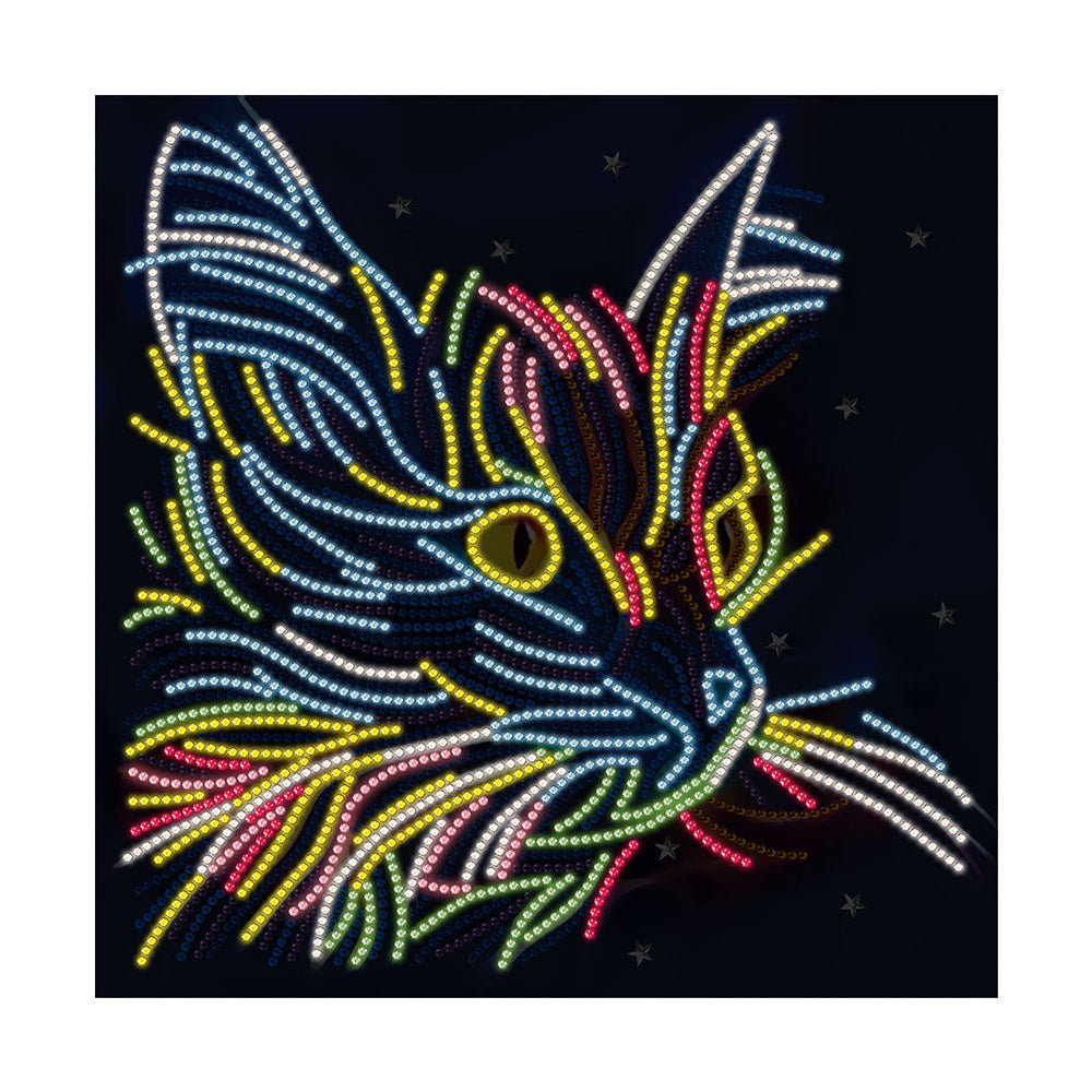 Cat Head Colored Luminous Crystal Rhinestone Diamond Painting