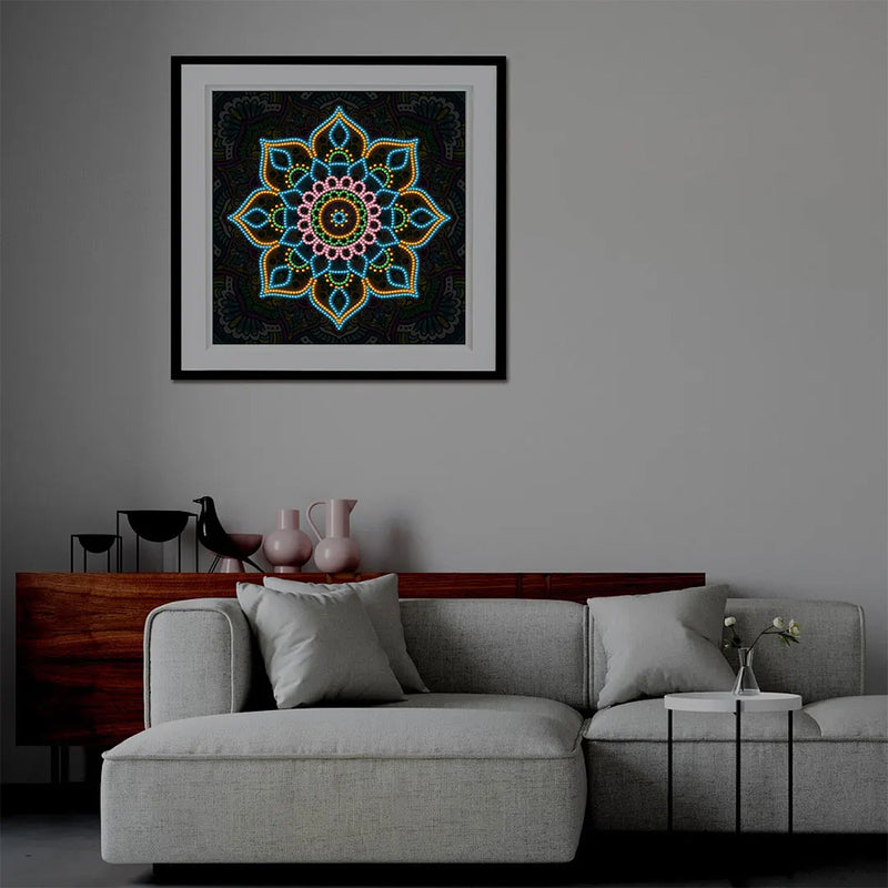 Green Flower Mandala Colored Luminous Special Shaped Diamond Painting