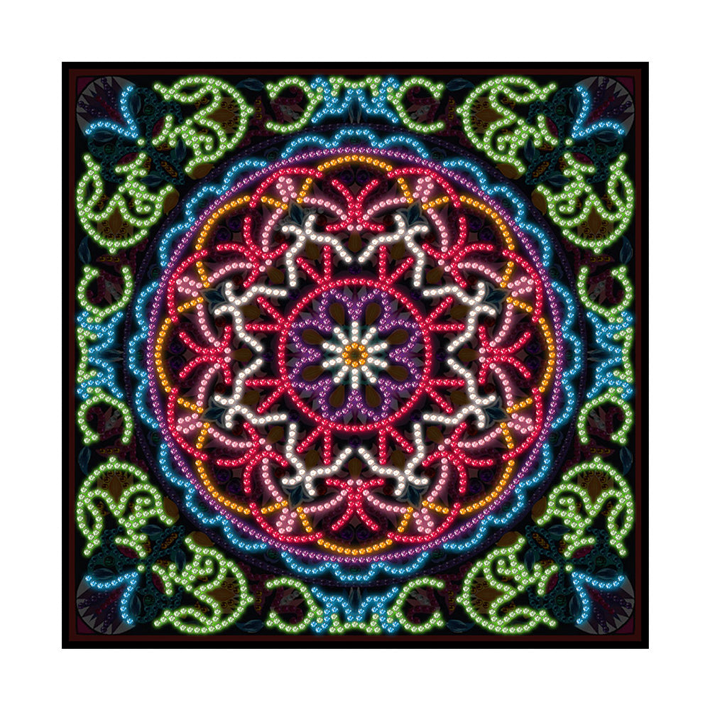 Red Mandala Colored Luminous Special Shaped Diamond Painting