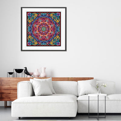 Red Mandala Colored Luminous Special Shaped Diamond Painting