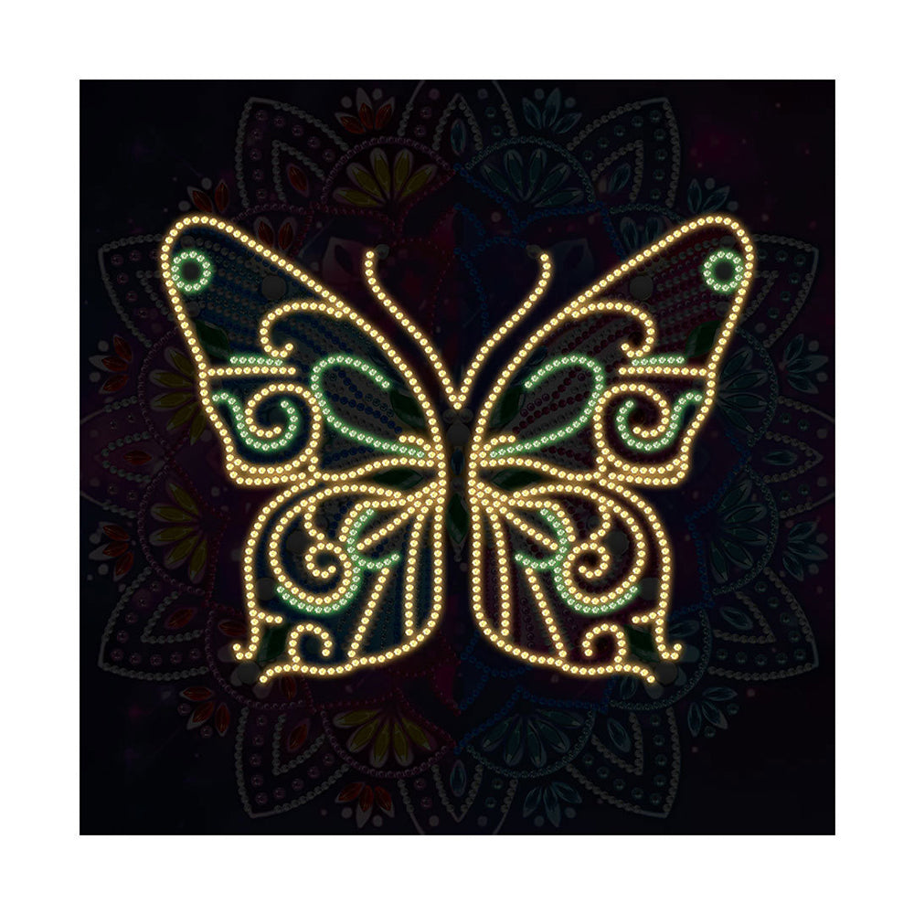 Butterfly Mandala Colored Luminous Special Shaped Diamond Painting