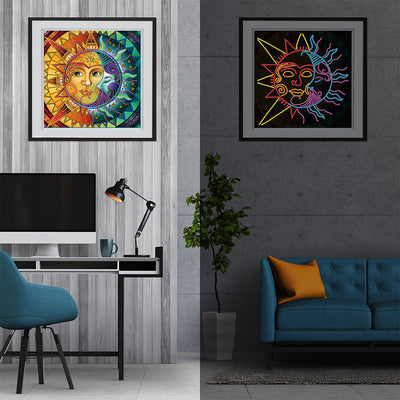 Abstract Sun and Moon Colored Luminous Special Shaped Diamond Painting