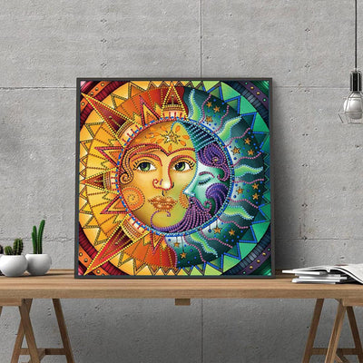 Abstract Sun and Moon Colored Luminous Special Shaped Diamond Painting