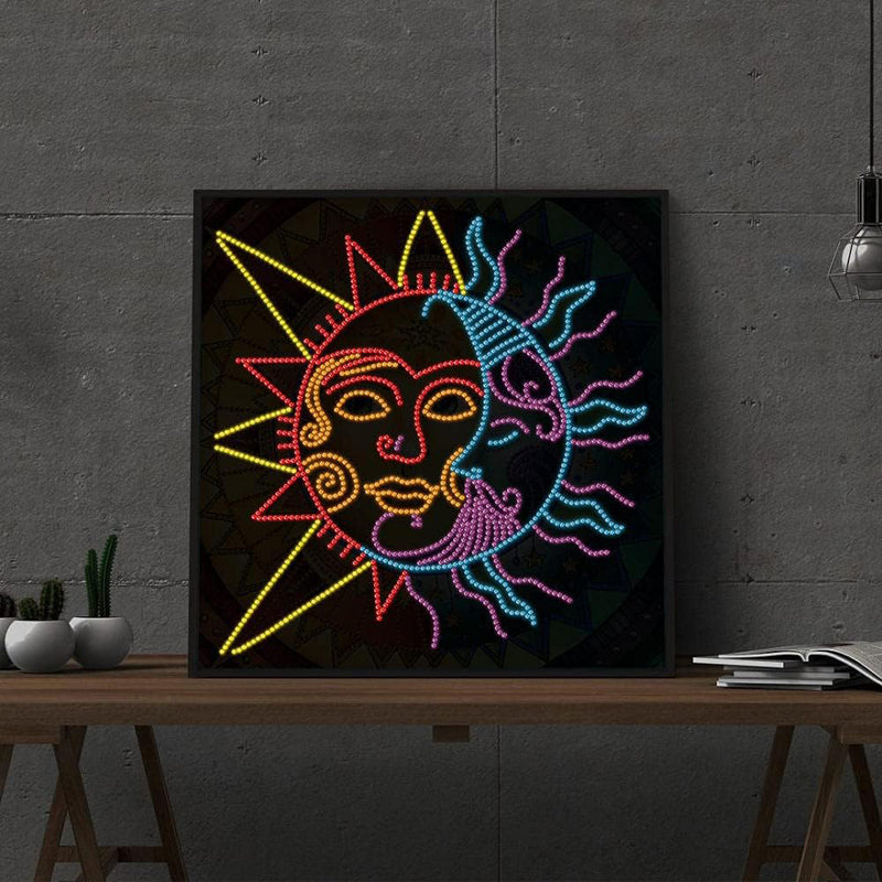 Abstract Sun and Moon Colored Luminous Special Shaped Diamond Painting