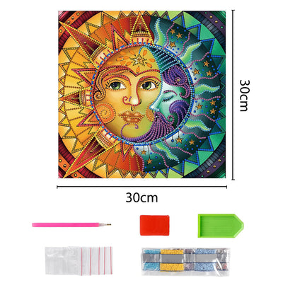 Abstract Sun and Moon Colored Luminous Special Shaped Diamond Painting