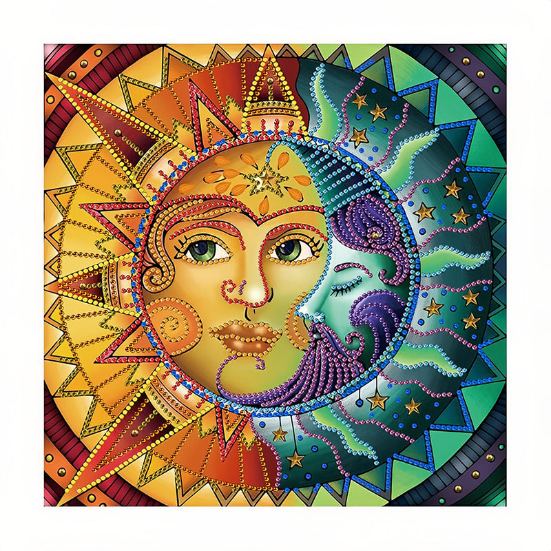 Abstract Sun and Moon Colored Luminous Special Shaped Diamond Painting