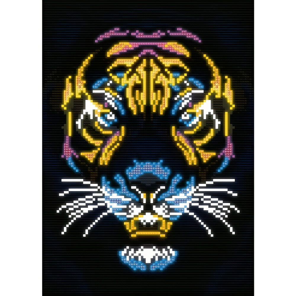 Tiger Head Colored Luminous Crystal Rhinestone Diamond Painting
