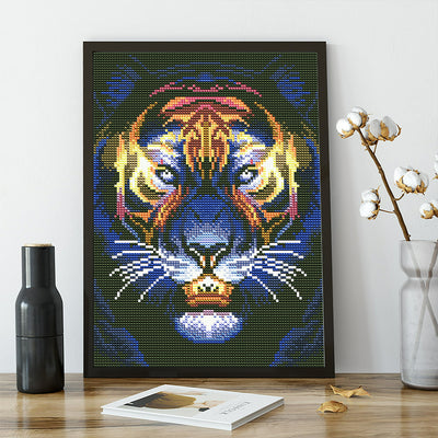 Tiger Head Colored Luminous Crystal Rhinestone Diamond Painting