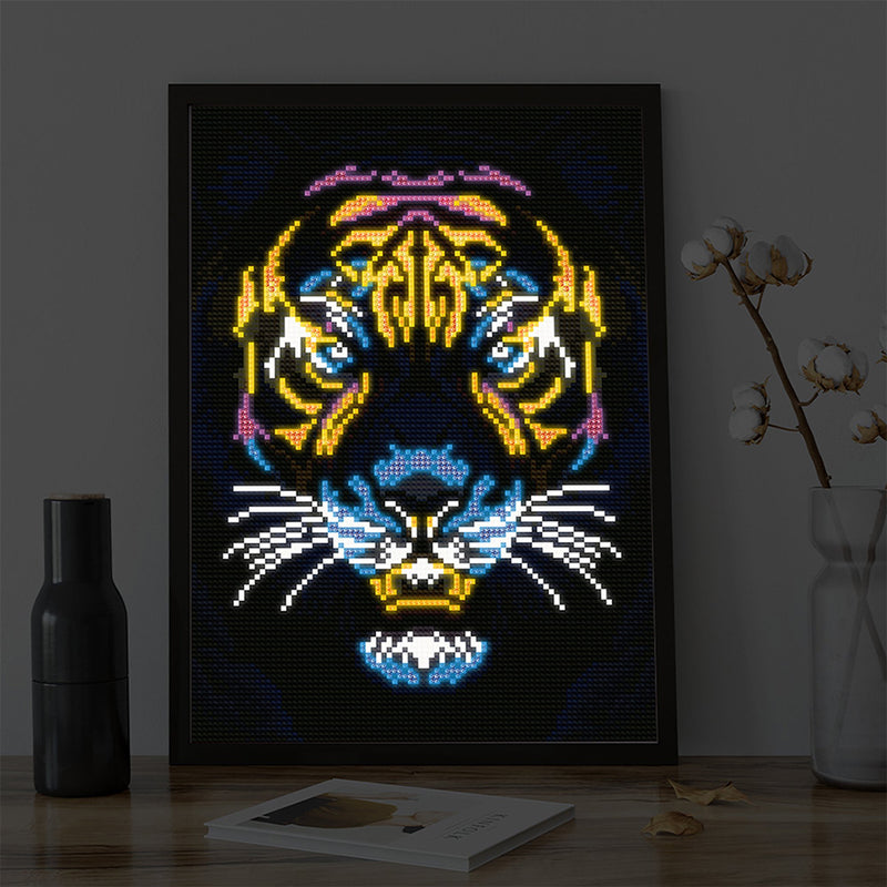 Tiger Head Colored Luminous Crystal Rhinestone Diamond Painting