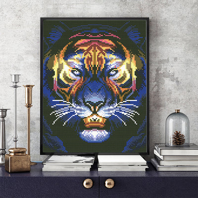 Tiger Head Colored Luminous Crystal Rhinestone Diamond Painting