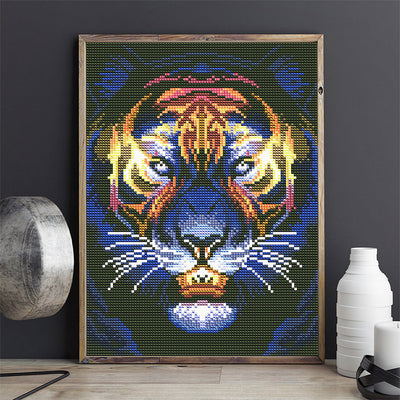 Tiger Head Colored Luminous Crystal Rhinestone Diamond Painting