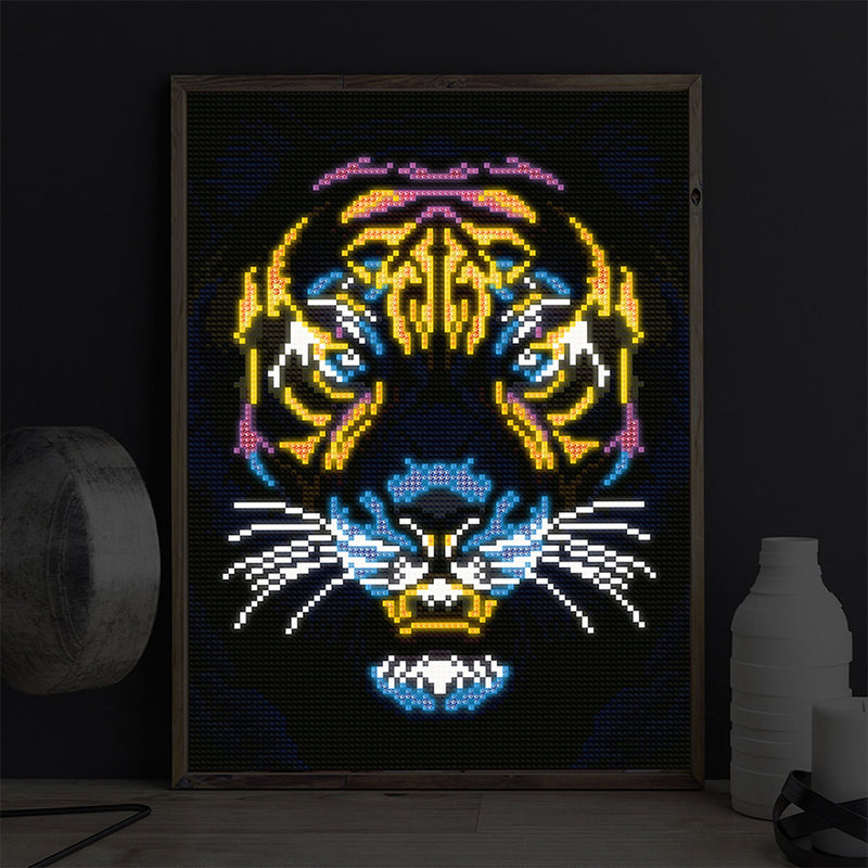 Tiger Head Colored Luminous Crystal Rhinestone Diamond Painting