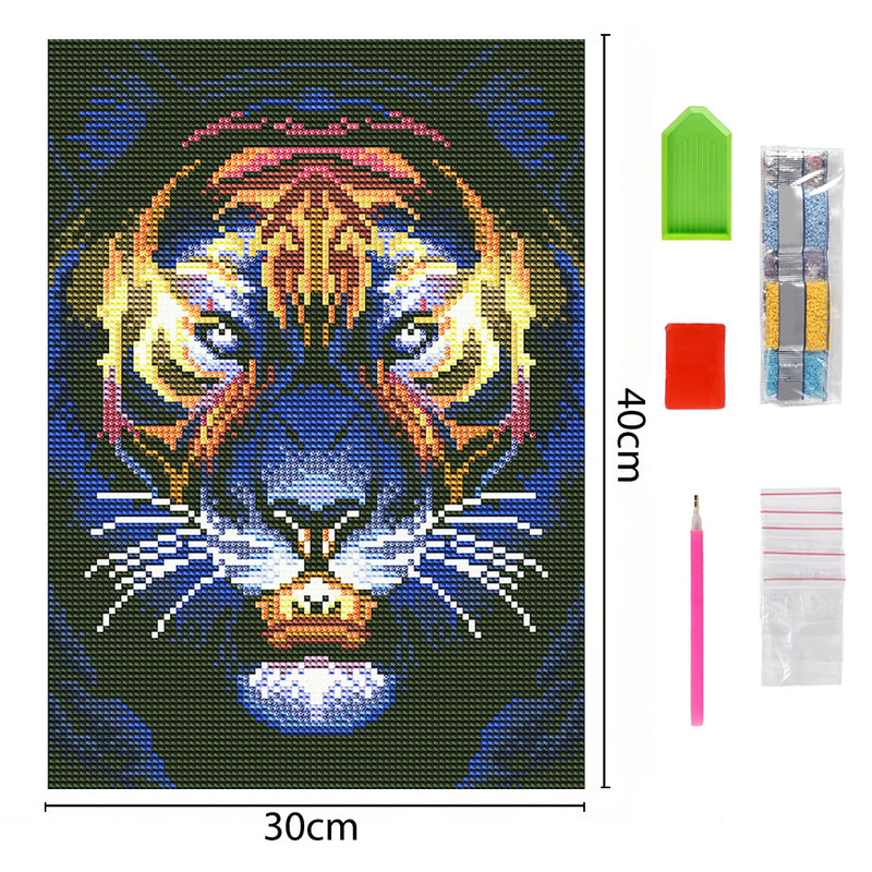 Tiger Head Colored Luminous Crystal Rhinestone Diamond Painting