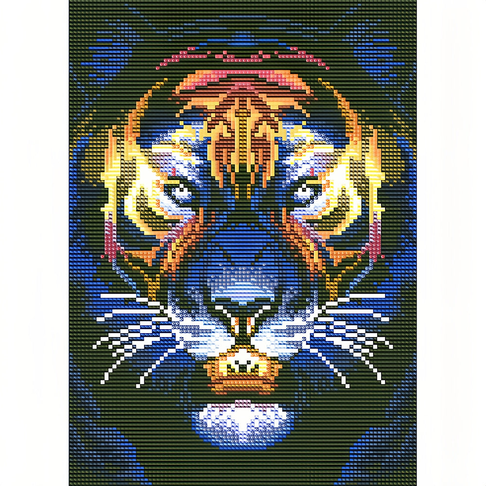 Tiger Head Colored Luminous Crystal Rhinestone Diamond Painting