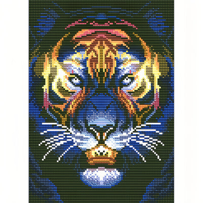 Tiger Head Colored Luminous Crystal Rhinestone Diamond Painting