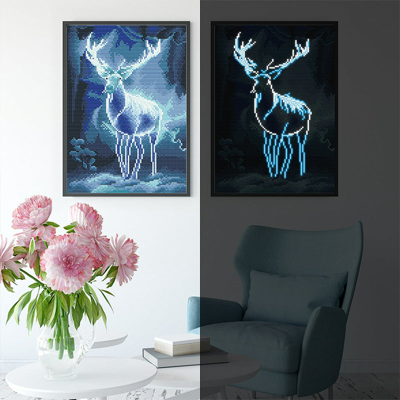 Deer at Night Luminous Crystal Rhinestone Diamond Painting