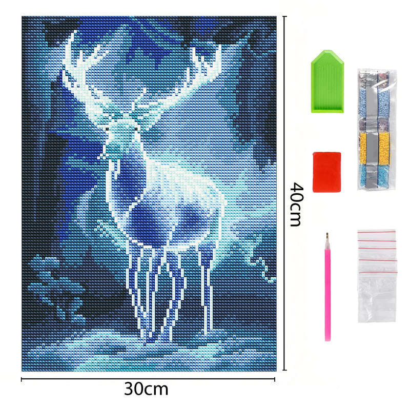 Deer at Night Luminous Crystal Rhinestone Diamond Painting