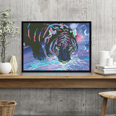 Tiger at Night Colored Luminous Crystal Rhinestone Diamond Painting