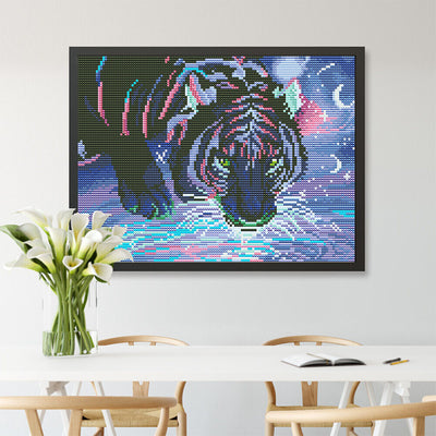 Tiger at Night Colored Luminous Crystal Rhinestone Diamond Painting