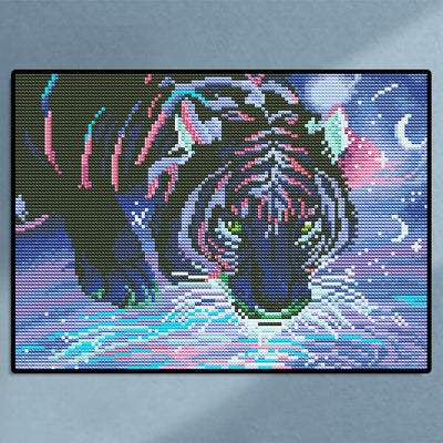 Tiger at Night Colored Luminous Crystal Rhinestone Diamond Painting