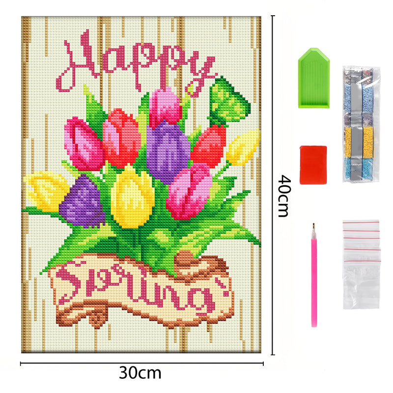 Spring Tulip Flower Luminous Crystal Rhinestone Diamond Painting