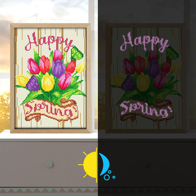 Spring Tulip Flower Luminous Crystal Rhinestone Diamond Painting