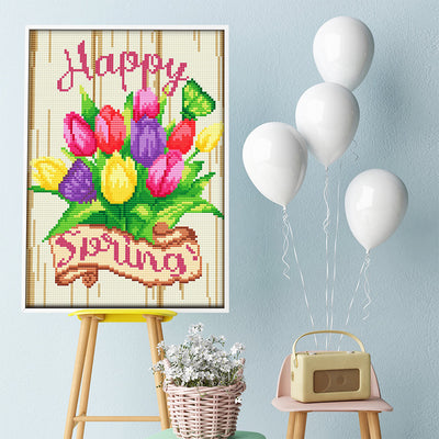 Spring Tulip Flower Luminous Crystal Rhinestone Diamond Painting