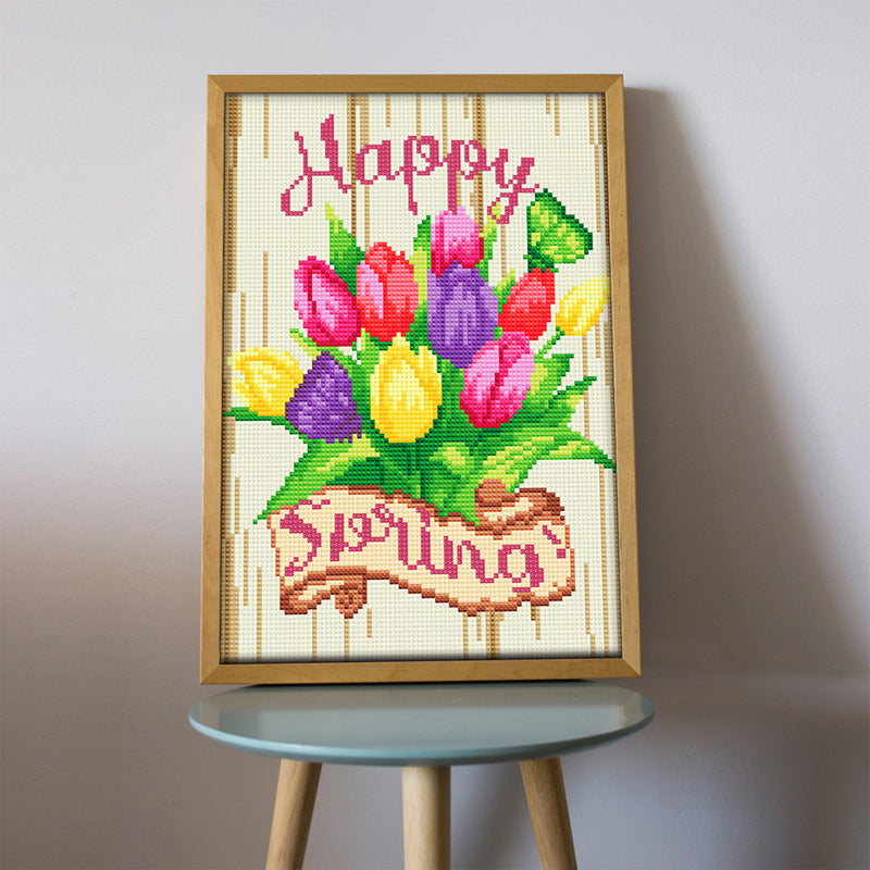 Spring Tulip Flower Luminous Crystal Rhinestone Diamond Painting