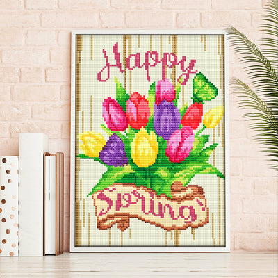 Spring Tulip Flower Luminous Crystal Rhinestone Diamond Painting