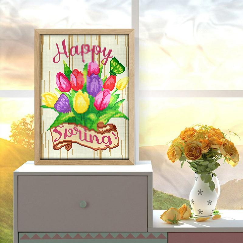 Spring Tulip Flower Luminous Crystal Rhinestone Diamond Painting