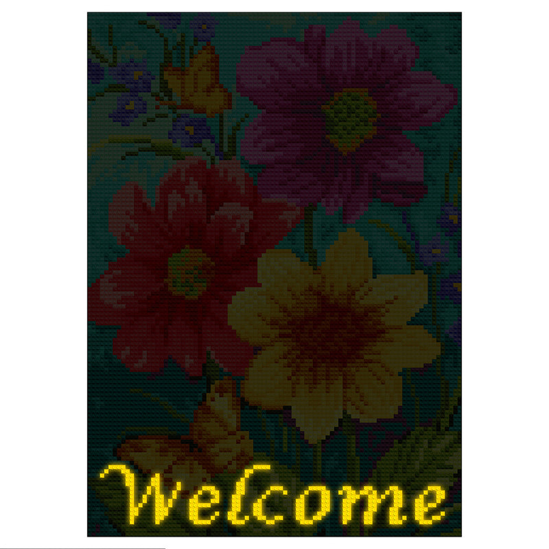 Welcome Flower Luminous Crystal Rhinestone Diamond Painting