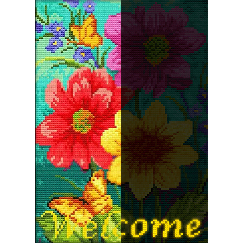 Welcome Flower Luminous Crystal Rhinestone Diamond Painting