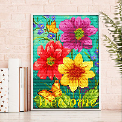 Welcome Flower Luminous Crystal Rhinestone Diamond Painting