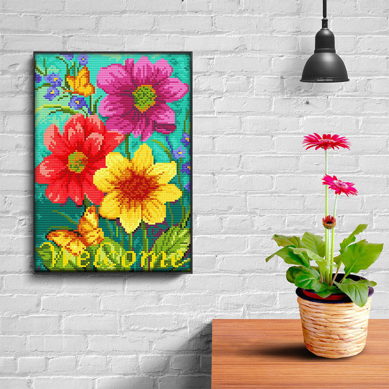 Welcome Flower Luminous Crystal Rhinestone Diamond Painting