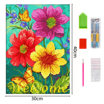 Welcome Flower Luminous Crystal Rhinestone Diamond Painting