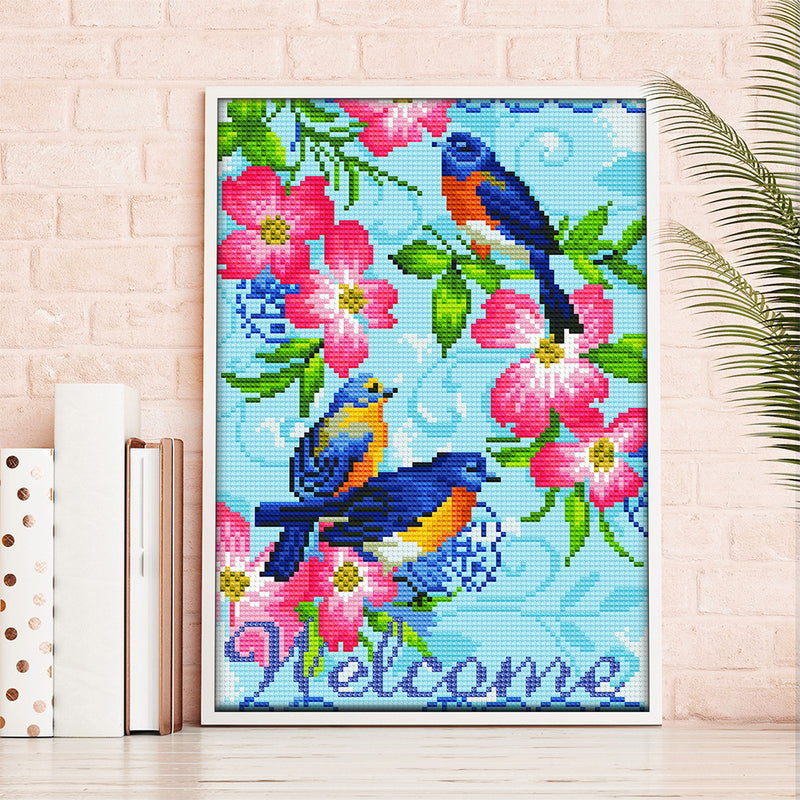 Welcome Flowers and Birds Luminous Crystal Rhinestone Diamond Painting