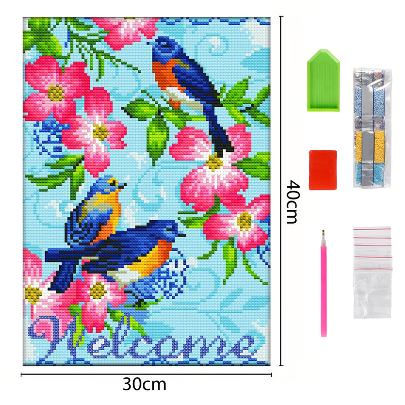 Welcome Flowers and Birds Luminous Crystal Rhinestone Diamond Painting