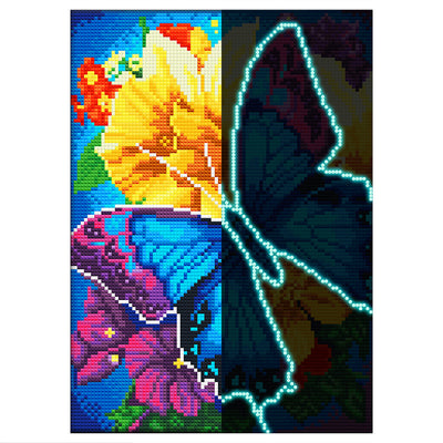 Butterfly and Flower Luminous Crystal Rhinestone Diamond Painting