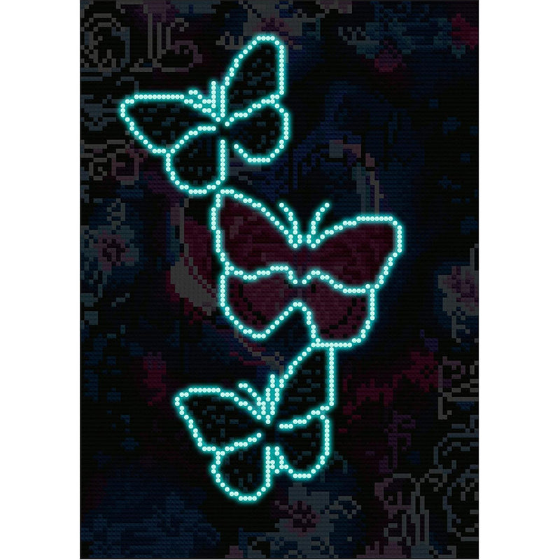 Blue and Red Butterfly Luminous Crystal Rhinestone Diamond Painting