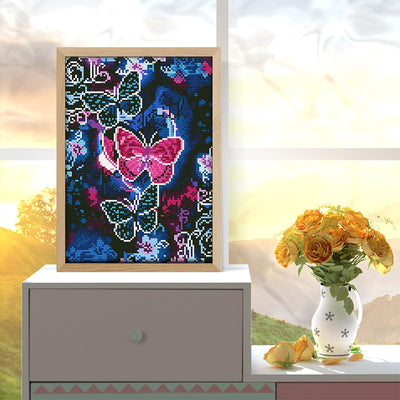 Blue and Red Butterfly Luminous Crystal Rhinestone Diamond Painting